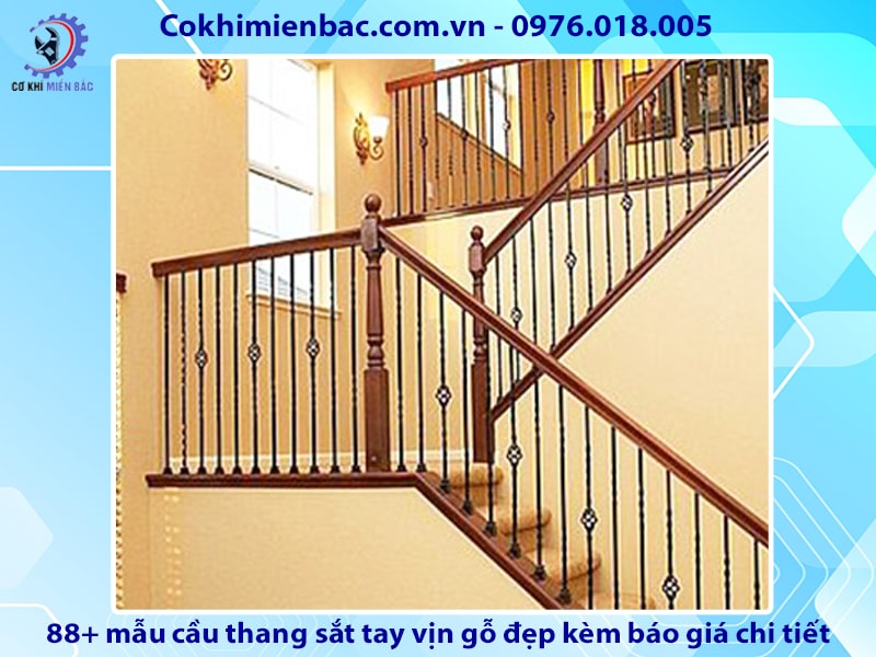 88+ cầu thang sắt tay vịn gỗ đẹp kèm báo giá chi tiết 2024