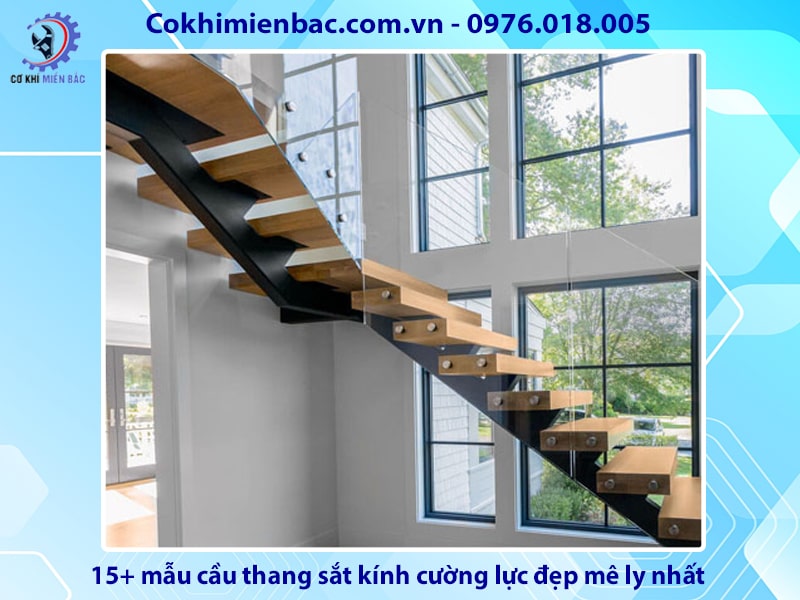 15+ mẫu cầu thang sắt kính cường lực đẹp mê ly nhất