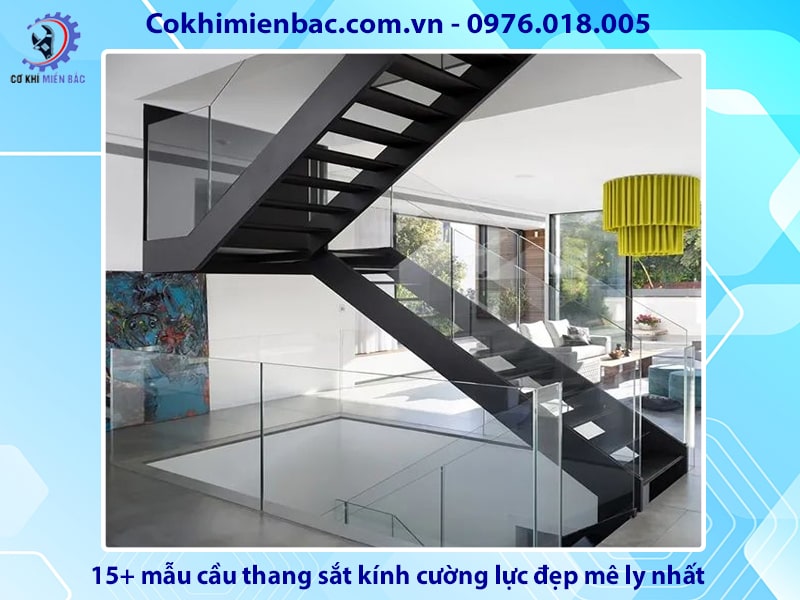 15+ mẫu cầu thang sắt kính cường lực đẹp mê ly nhất