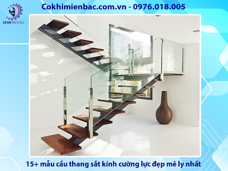 15+ mẫu cầu thang sắt kính cường lực đẹp mê ly nhất