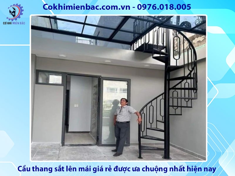 Cầu thang sắt lên mái giá rẻ được ưa chuộng nhất hiện nay