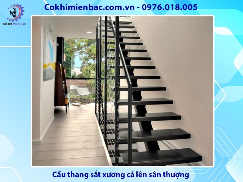 Cầu thang sắt xương cá lên sân thượng