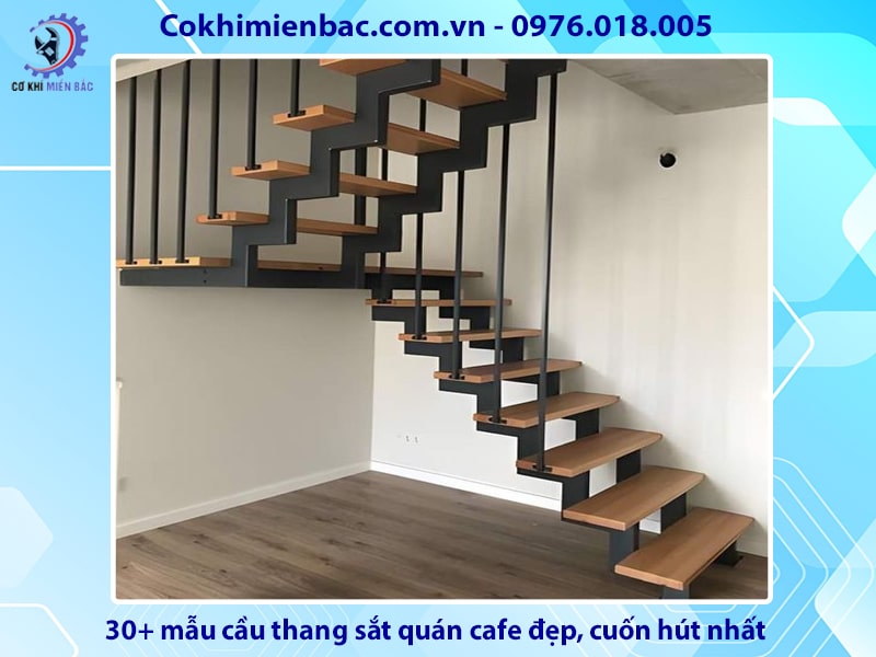 30+ mẫu cầu thang sắt quán cafe đẹp, cuốn hút nhất 2024