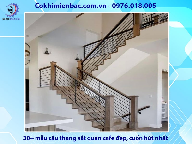 30+ mẫu cầu thang sắt quán cafe đẹp, cuốn hút nhất 2024