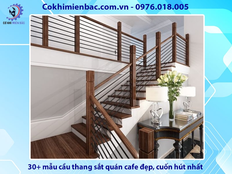 30+ mẫu cầu thang sắt quán cafe đẹp, cuốn hút nhất 2024