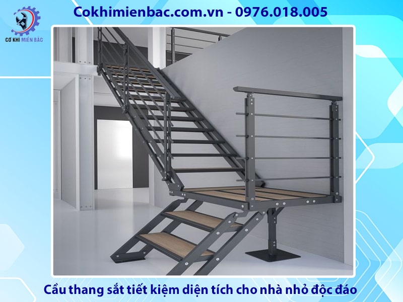 Cầu thang sắt tiết kiệm diện tích cho nhà nhỏ độc đáo