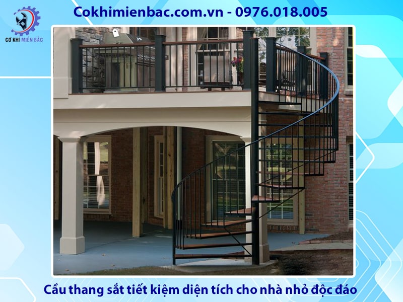 Cầu thang sắt tiết kiệm diện tích cho nhà nhỏ độc đáo