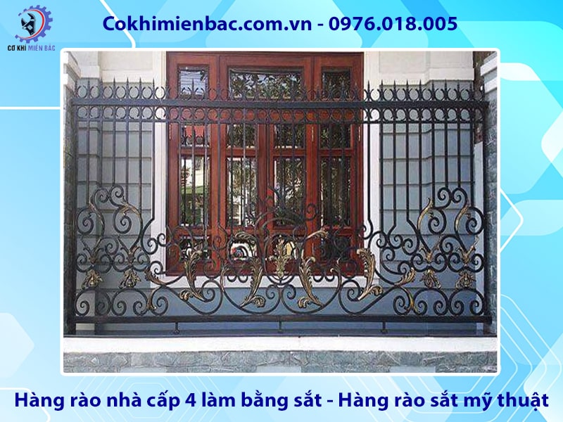 Hàng rào nhà cấp 4 làm bằng sắt - Hàng rào sắt mỹ thuật