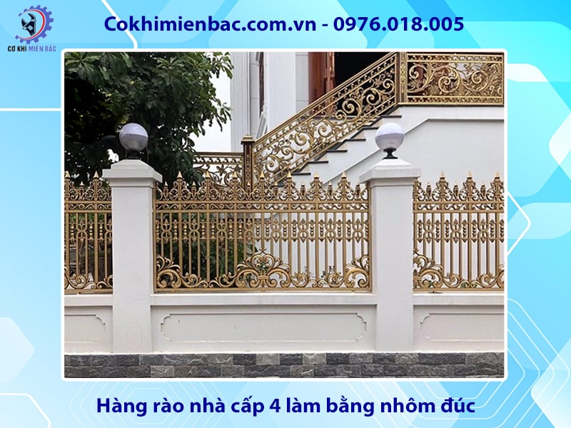 Hàng rào nhà cấp 4 làm bằng nhôm đúc