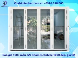 Báo giá 100+ mẫu cửa nhôm 4 cánh hệ 1000 đẹp, giá tốt