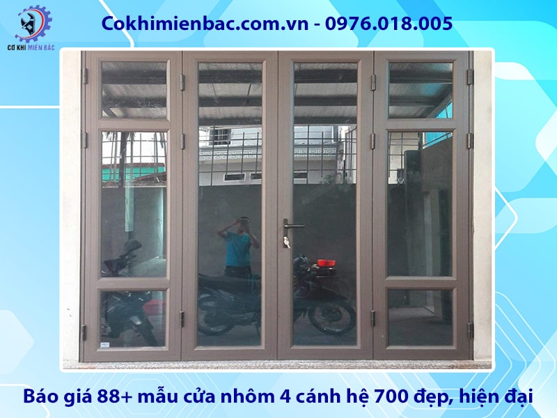 Báo giá 88+ mẫu cửa nhôm 4 cánh hệ 700 đẹp, hiện đại 2025