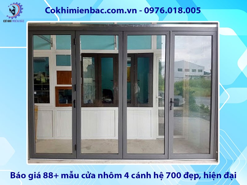 Báo giá 88+ mẫu cửa nhôm 4 cánh hệ 700 đẹp, hiện đại 2025