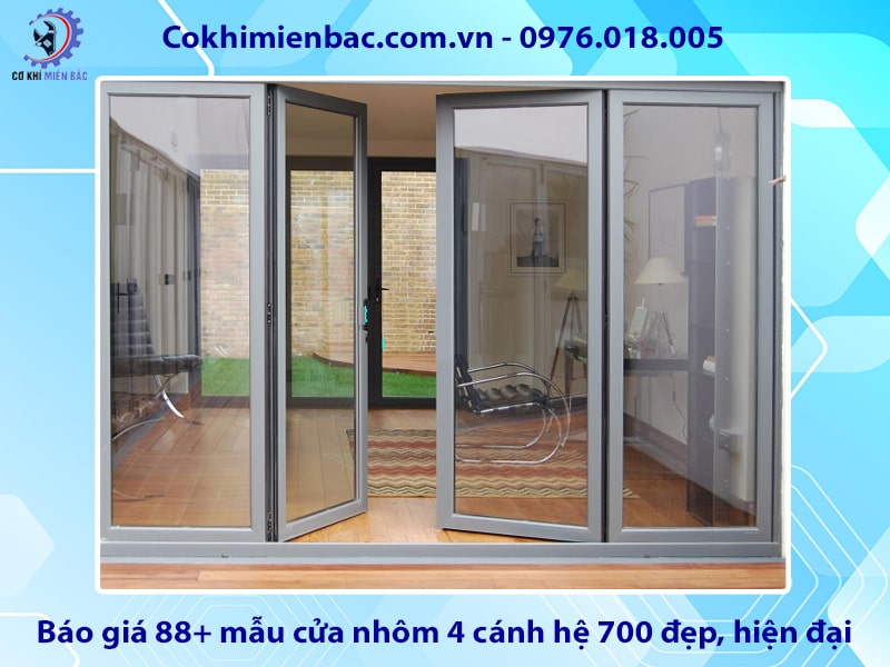 Báo giá 88+ mẫu cửa nhôm 4 cánh hệ 700 đẹp, hiện đại 2025