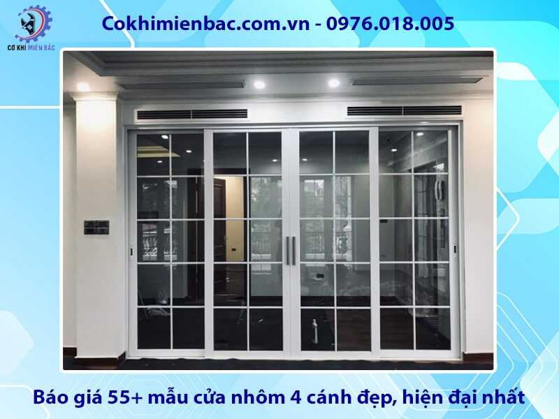 Báo giá 55+ mẫu cửa nhôm 4 cánh đẹp, hiện đại nhất 2025