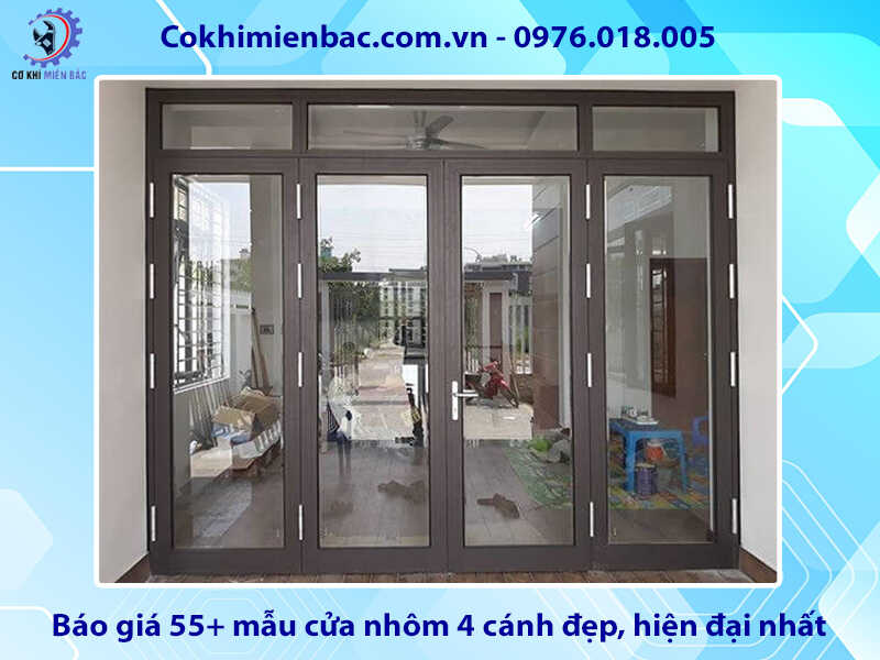 Báo giá 55+ mẫu cửa nhôm 4 cánh đẹp, hiện đại nhất 2025