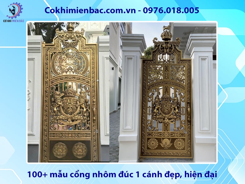 100+ mẫu cổng nhôm đúc 1 cánh đẹp, hiện đại 2025