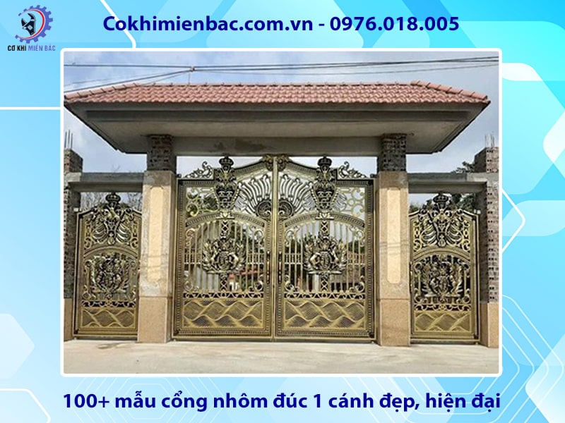 100+ mẫu cổng nhôm đúc 1 cánh đẹp, hiện đại 2025