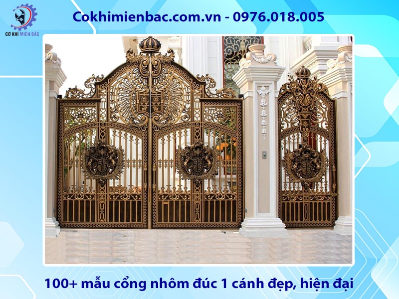 100+ mẫu cổng nhôm đúc 1 cánh đẹp, hiện đại 2025