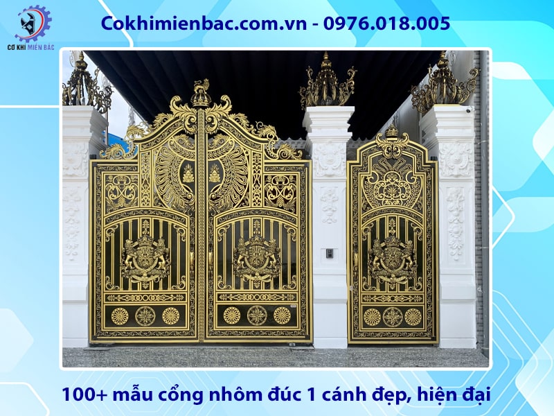 100+ mẫu cổng nhôm đúc 1 cánh đẹp, hiện đại 2025