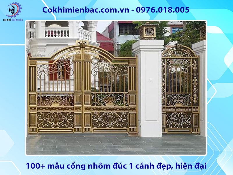 100+ mẫu cổng nhôm đúc 1 cánh đẹp, hiện đại 2025