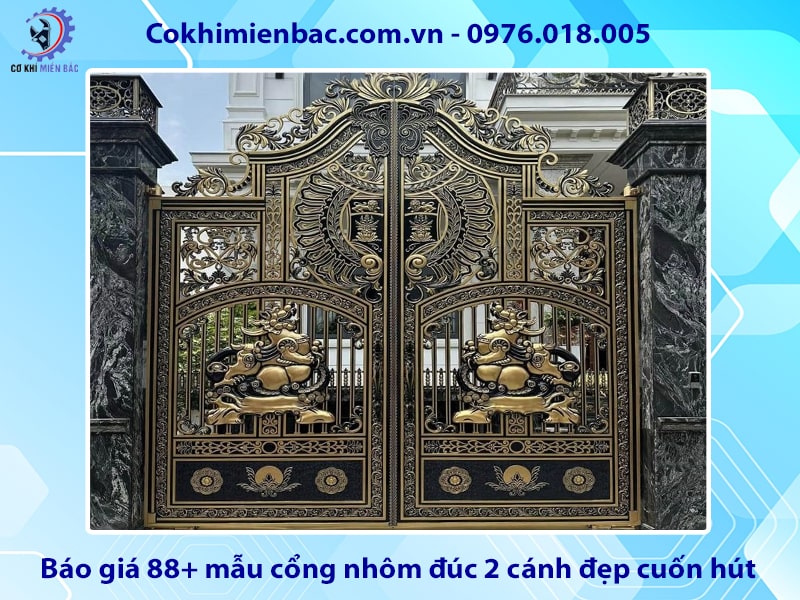 Báo giá 88+ mẫu cổng nhôm đúc 2 cánh đẹp cuốn hút