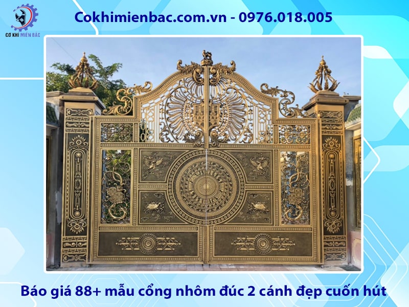 Báo giá 88+ mẫu cổng nhôm đúc 2 cánh đẹp cuốn hút
