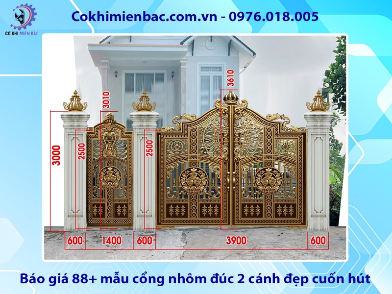 Báo giá 88+ mẫu cổng nhôm đúc 2 cánh đẹp cuốn hút