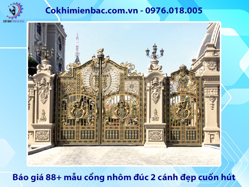 Báo giá 88+ mẫu cổng nhôm đúc 2 cánh đẹp cuốn hút