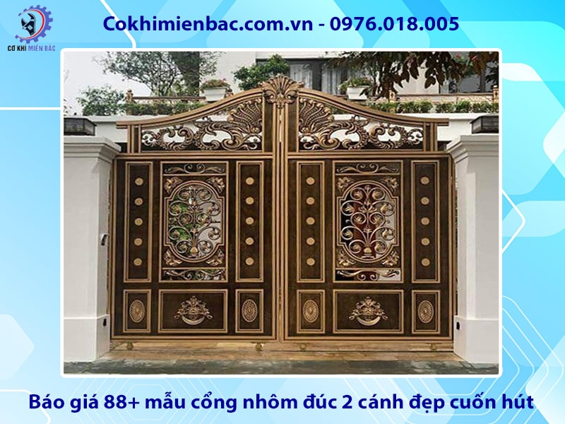 Báo giá 88+ mẫu cổng nhôm đúc 2 cánh đẹp cuốn hút