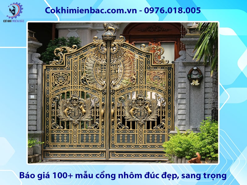 Báo giá 100+ mẫu cổng nhôm đúc đẹp, sang trọng 2025