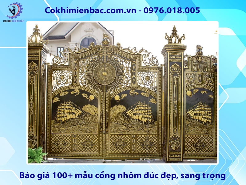 Báo giá 100+ mẫu cổng nhôm đúc đẹp, sang trọng 2025