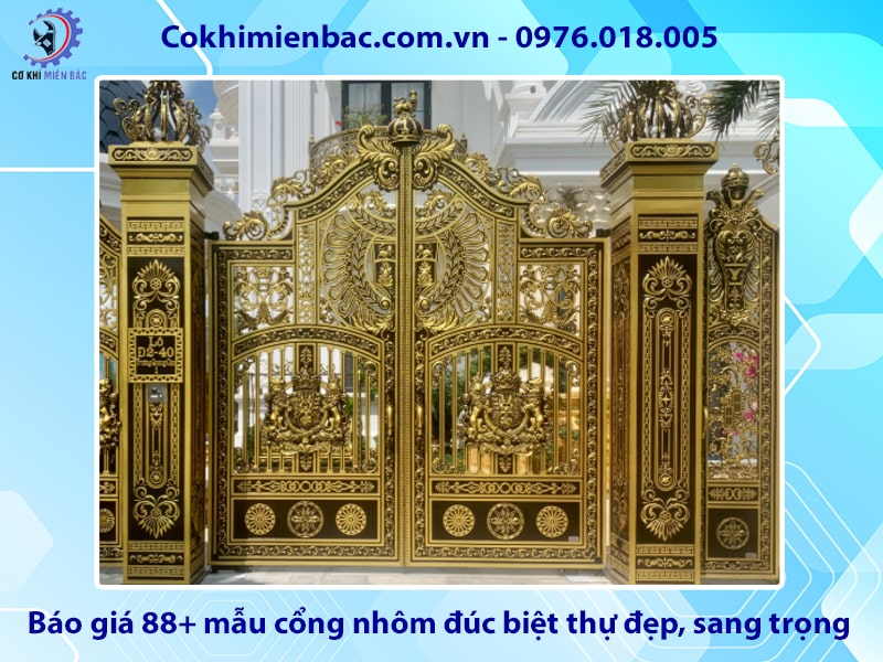 Báo giá 88+ mẫu cổng nhôm đúc biệt thự đẹp, sang trọng