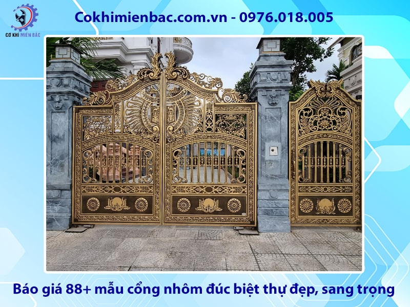 Báo giá 88+ mẫu cổng nhôm đúc biệt thự đẹp, sang trọng