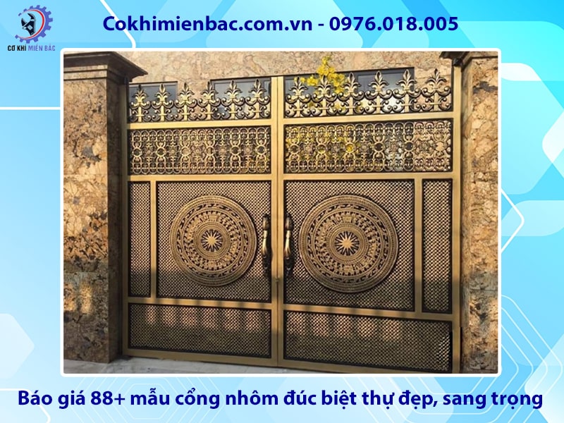 Báo giá 88+ mẫu cổng nhôm đúc biệt thự đẹp, sang trọng