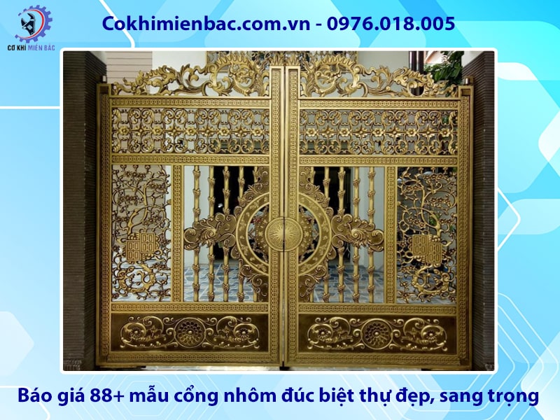 Báo giá 88+ mẫu cổng nhôm đúc biệt thự đẹp, sang trọng