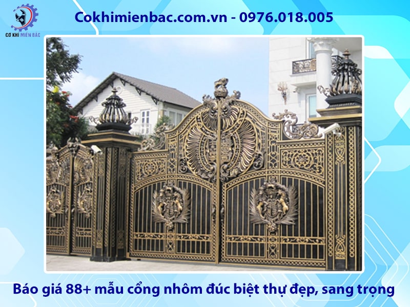 Báo giá 88+ mẫu cổng nhôm đúc biệt thự đẹp, sang trọng