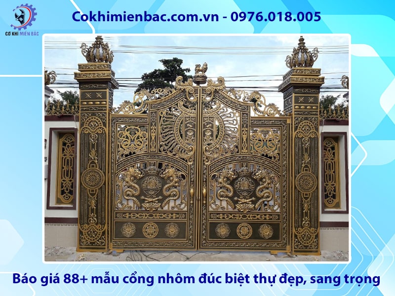 Báo giá 88+ mẫu cổng nhôm đúc biệt thự đẹp, sang trọng
