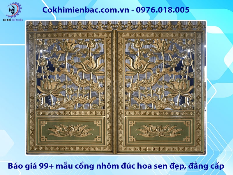 Báo giá 99+ mẫu cổng nhôm đúc hoa sen đẹp, đẳng cấp