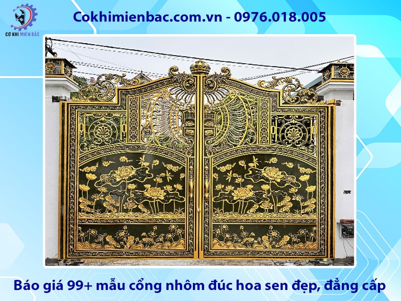 Báo giá 99+ mẫu cổng nhôm đúc hoa sen đẹp, đẳng cấp