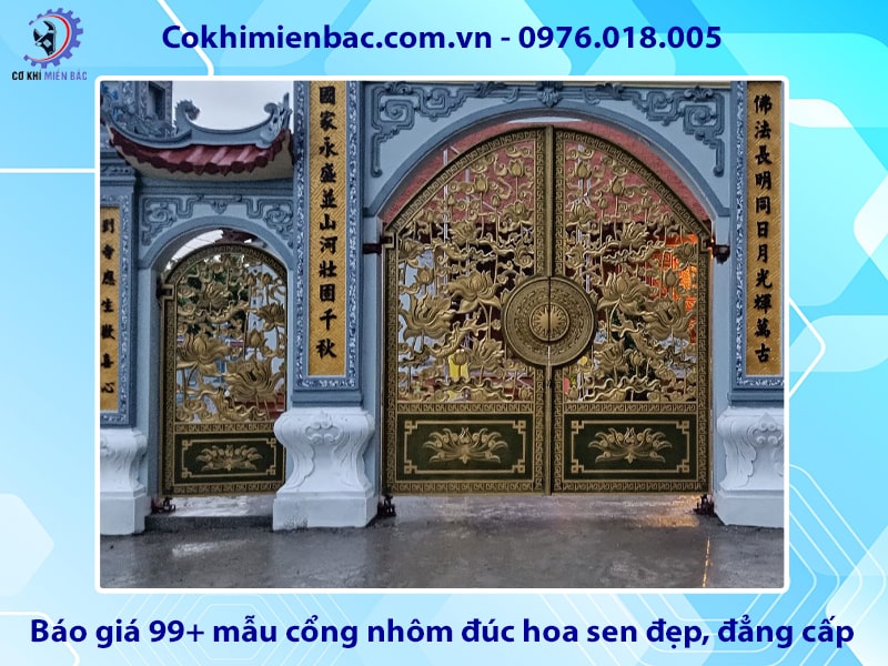 Báo giá 99+ mẫu cổng nhôm đúc hoa sen đẹp, đẳng cấp