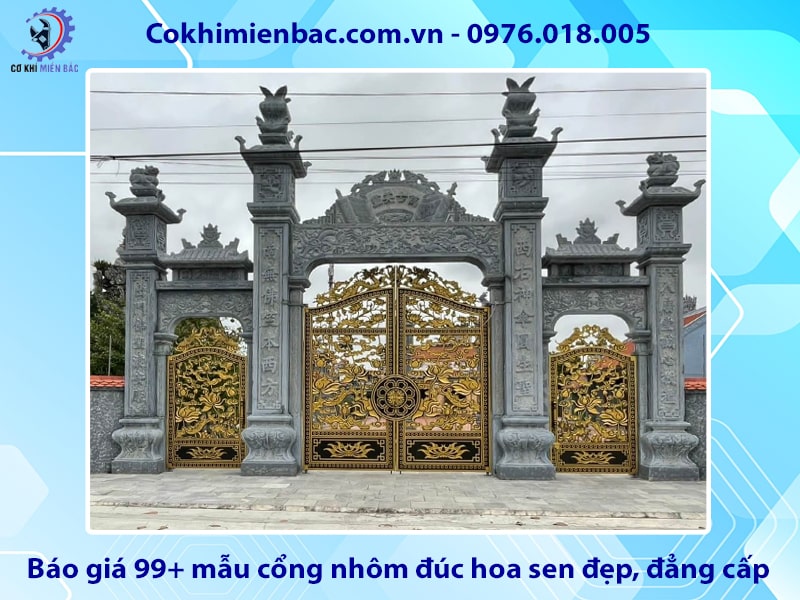 Báo giá 99+ mẫu cổng nhôm đúc hoa sen đẹp, đẳng cấp