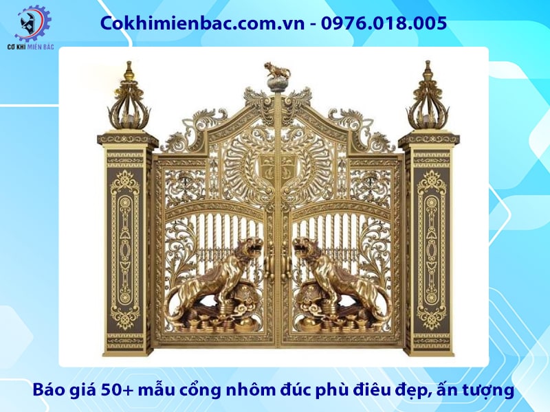 Báo giá 50+ mẫu cổng nhôm đúc phù điêu đẹp, ấn tượng