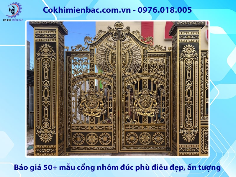 Báo giá 50+ mẫu cổng nhôm đúc phù điêu đẹp, ấn tượng
