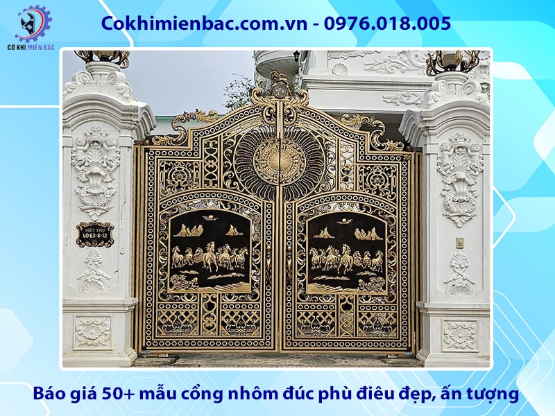 Báo giá 50+ mẫu cổng nhôm đúc phù điêu đẹp, ấn tượng