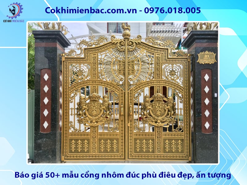 Báo giá 50+ mẫu cổng nhôm đúc phù điêu đẹp, ấn tượng