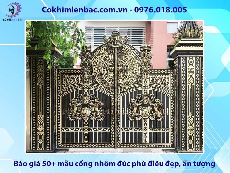 Báo giá 50+ mẫu cổng nhôm đúc phù điêu đẹp, ấn tượng