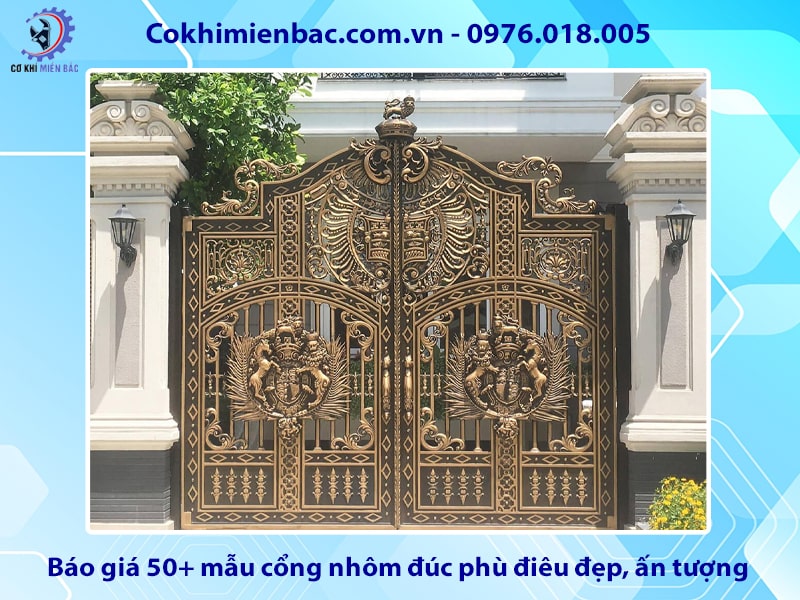 Báo giá 50+ mẫu cổng nhôm đúc phù điêu đẹp, ấn tượng