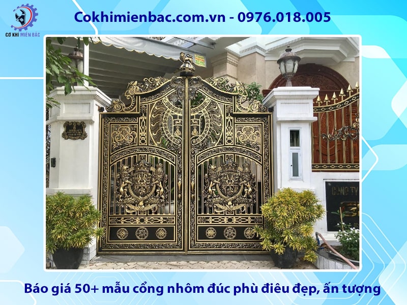 Báo giá 50+ mẫu cổng nhôm đúc phù điêu đẹp, ấn tượng