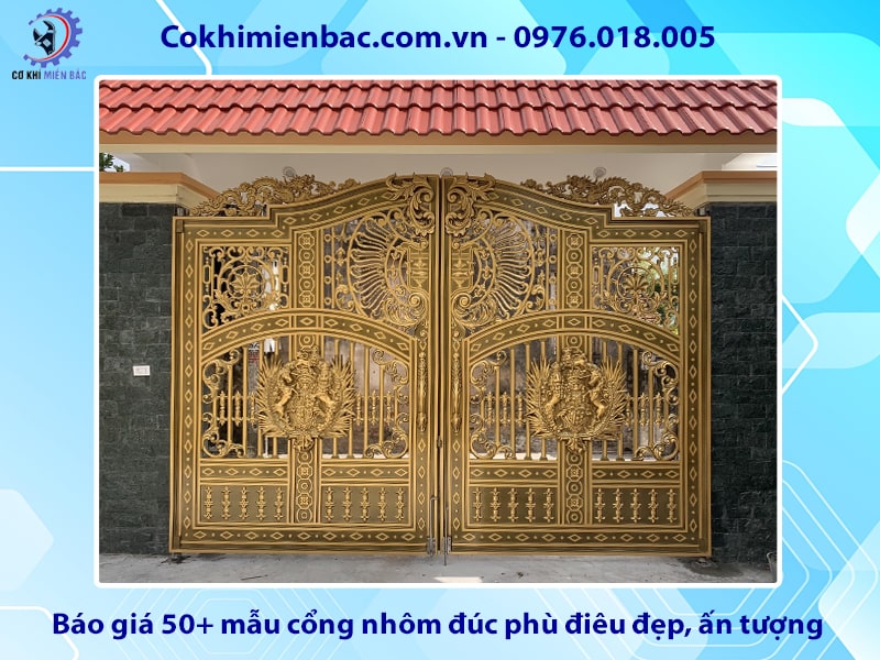 Báo giá 50+ mẫu cổng nhôm đúc phù điêu đẹp, ấn tượng