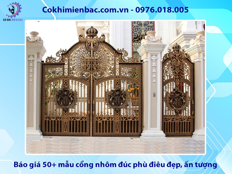 Báo giá 50+ mẫu cổng nhôm đúc phù điêu đẹp, ấn tượng